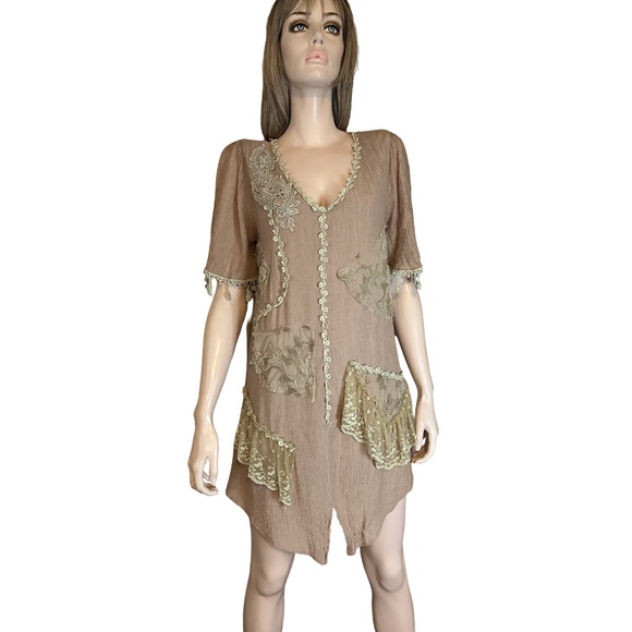 Pretty Angel Bohemian Dress Tunic Shift Lace Unique Grunge Floral Embroidery - Picture 2 of 15